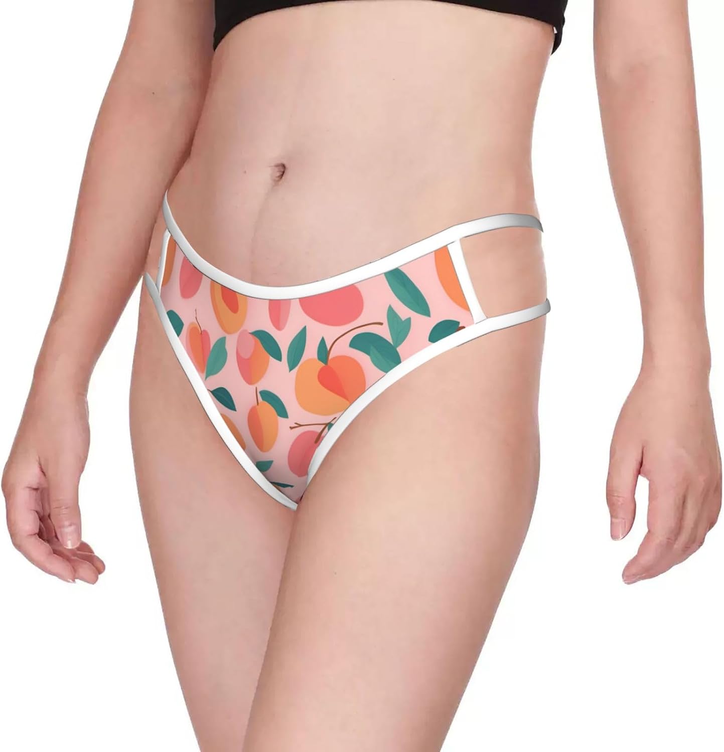 Pink Peach Pattern Seamless Pattern Print Sexy Underwear G String Thongs For Women Low Rise No Show Workout Panties For Sports And Yoga