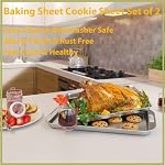 Stainless Steel Baking Sheet Set of 2, 12x10x1 Inch Cookie Sheet Baking Pan Set, Heavy Duty Rust Free Mirror Finish Easy Clean PansBaking