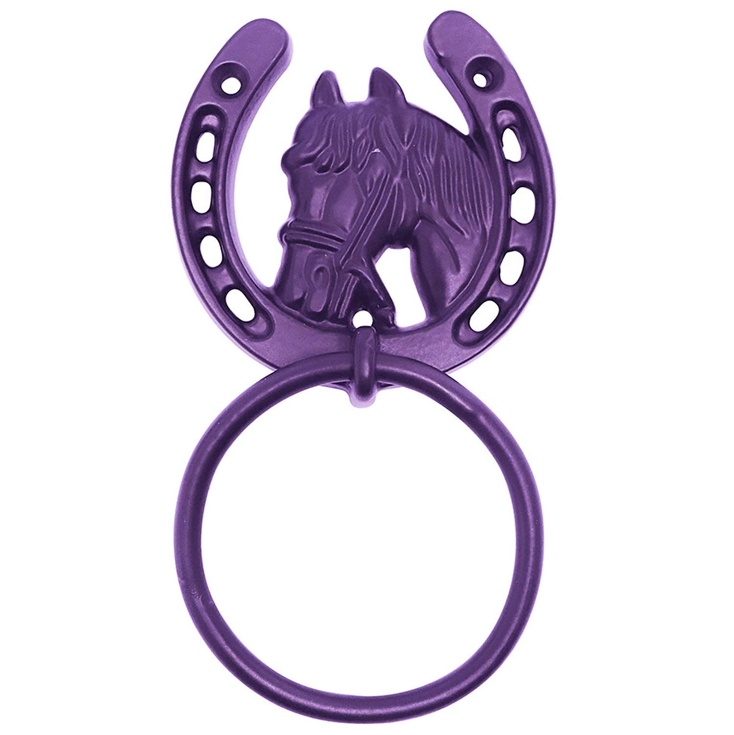 Perry Equestrian Coloured Horse Shoe Tie Ring - Stable Horse Pony Tie Up Ring (Purple)
