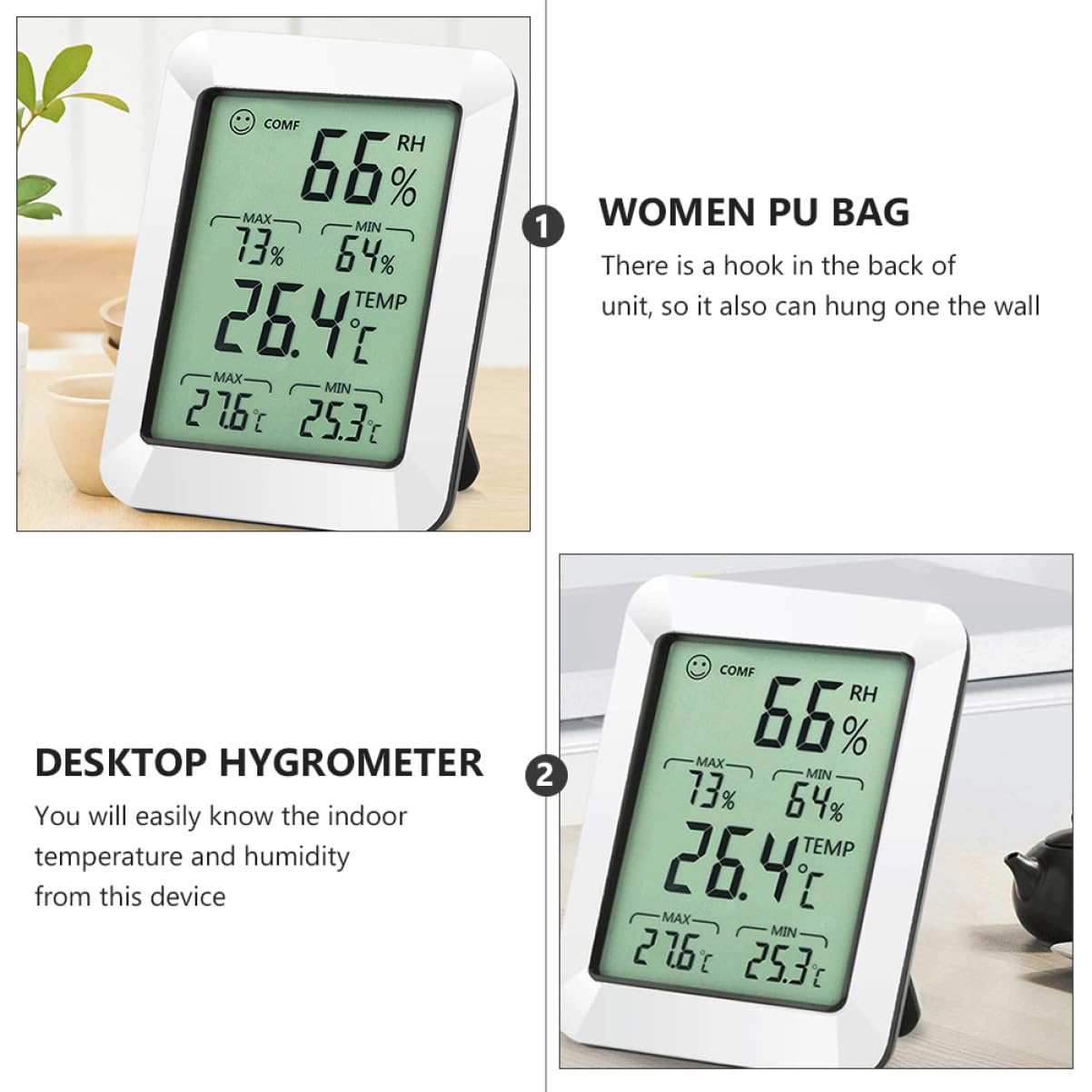 Sosoport 3pièces Thermomètre Numérique Hygromètre Pour Intérieur Moniteur De Température Et Humidité Sans Pile