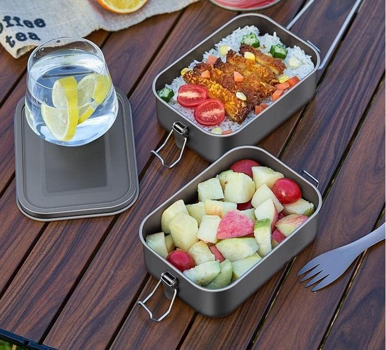 3PCS Outdoor Pure Titanium Lunch Box Multifunctional Portable Lunch Box (800ml A)