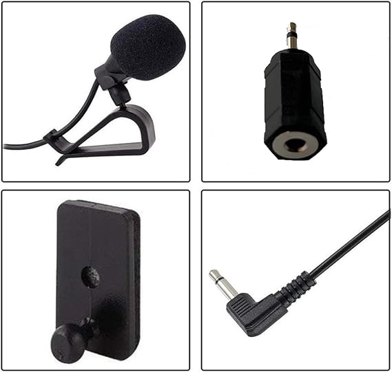 Car Microphone 3.5mm for Car Vehicle Stereo Audio Radio GPS DVD Enabled Head Unit,Replacement Mic for Sony Pioneer Kenwood Boss JVC Jensen Alpine,with 3.5mm to 2.5mm Adapter