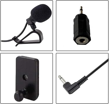 Car Microphone 3.5mm for Car Vehicle Stereo Audio Radio GPS DVD Enabled Head Unit,Replacement Mic for Sony Pioneer Kenwood Boss JVC Jensen Alpine,with 3.5mm to 2.5mm Adapter