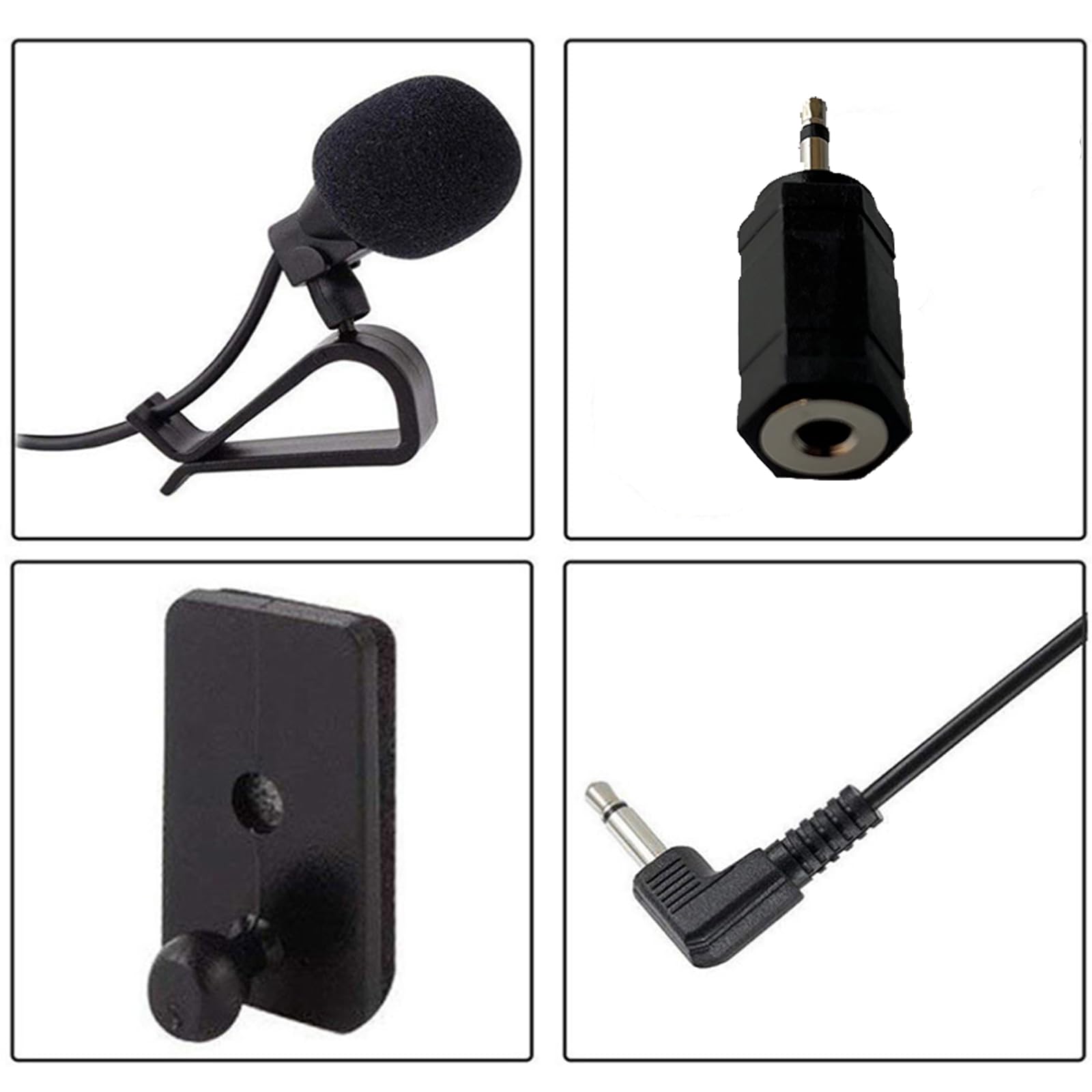 Microphone de Voiture 3,5 mm pour Autoradio Stéréo de Voiture, GPS, DVD, Micro de Rechange pour Sony Pioneer Kenwood Boss JVC Jensen Alpine avec Adaptateur 3,5 mm vers 2,5 mm