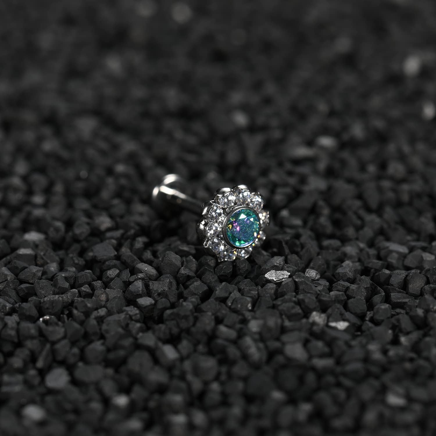 GAGABODY Labret Studs1 G23 Titanium Lip Piercing Jewelry Flower CZ Internally Threaded Earrings Tragus Earrings Helix Stud Cartilage Piercing Monroe Piercing Earring