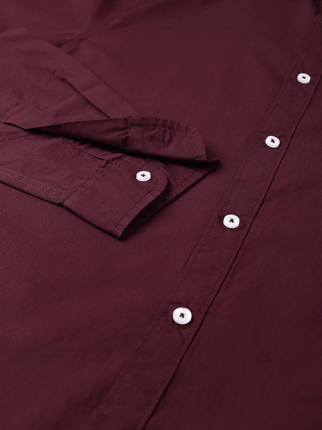 Dennis Lingo Men's Solid Burgundy Casual Shirt (C301_Burgundy_S) 1