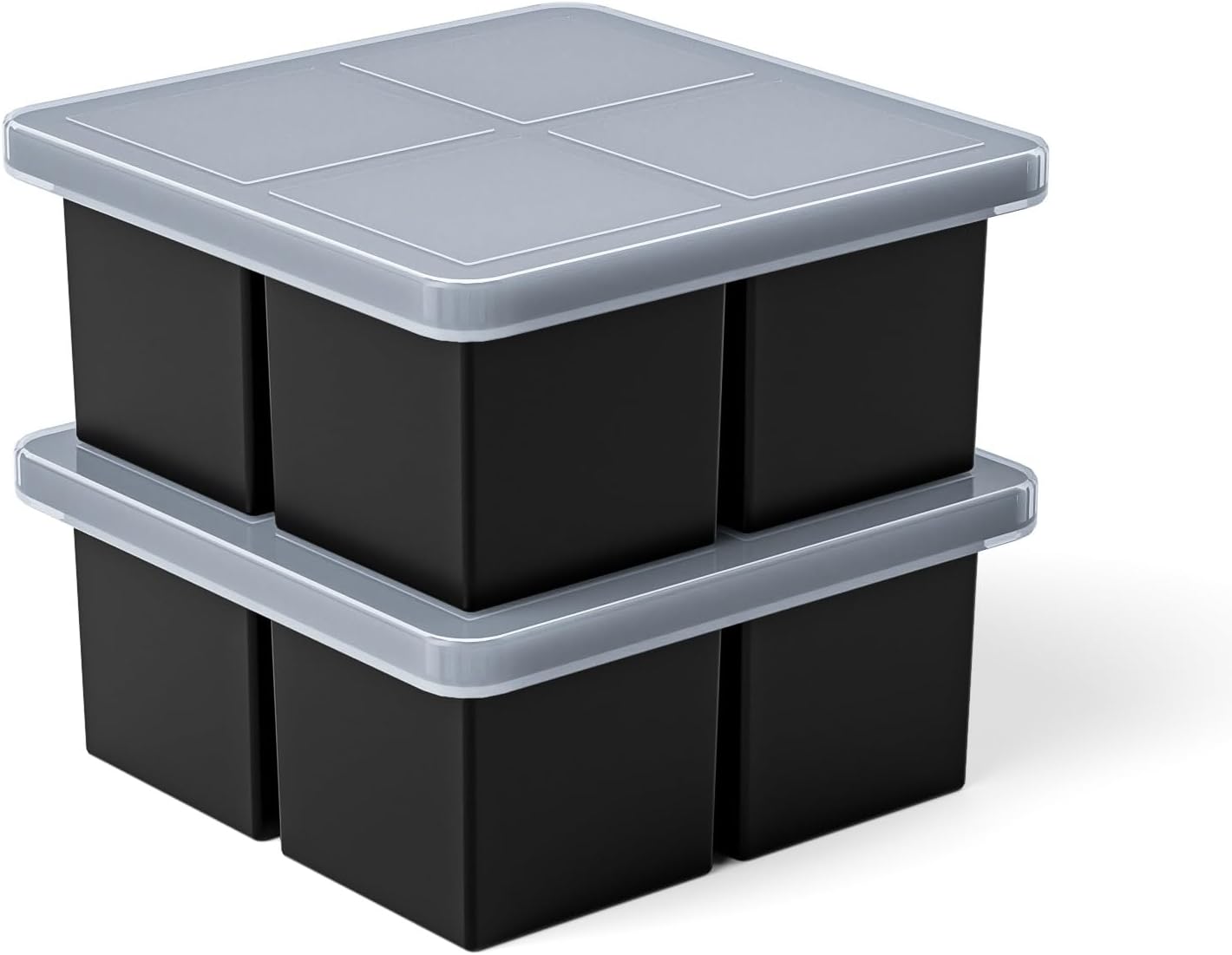 Bangp Large Ice Cube Tray for Whiskey,Silicone Ice Cube Trays 2 Pack,Large Ice Cube Molds with Leak Proof Removable Lid,Square Ice Cube Tray for Whiskey and Cocktail - Image 7