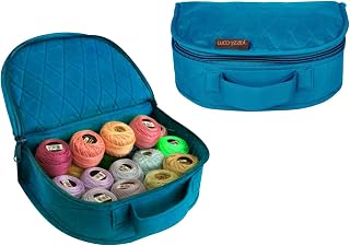 Yazzii Oval Sewing Box - Portable & Multipurpose Storage Bag Organizer - Sewing Supplies Organizer for Thread Spools, Needles, Beads, Embroidery Floss, Fabric Pieces & More!