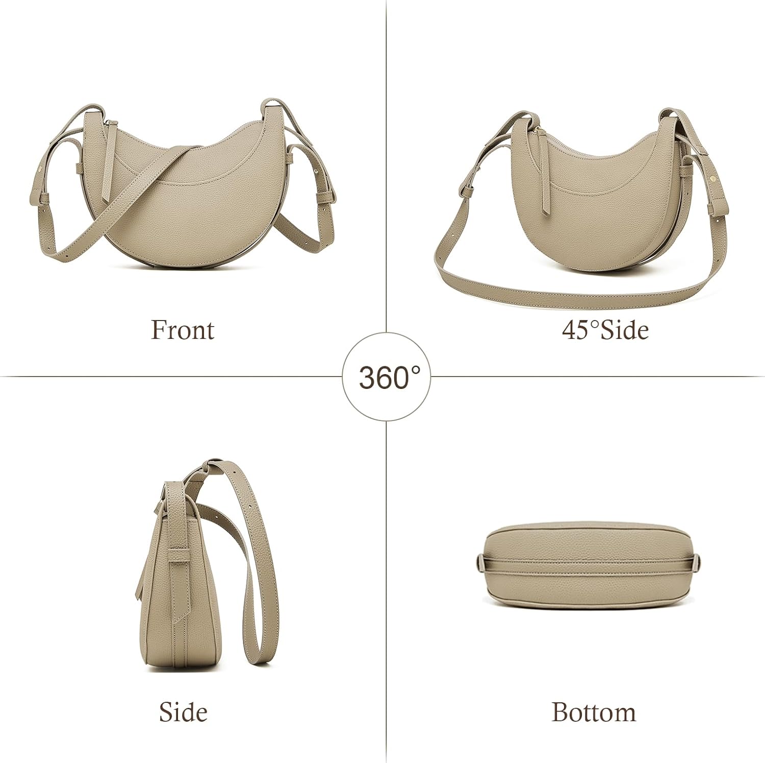 Genuine Leather Shoulder Bags for Women, Crossbody Satchel with Adjustable Strap, L... - Image 6