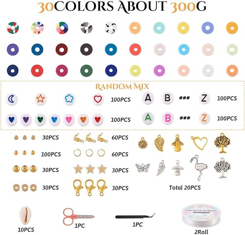 Miniatura 10 de Mega Pet Kit de fabricación de pulseras de 6 a 0.512 in de arcilla polimérica cuentas redondas de acrílico cuentas de acrílico estilo tibetano