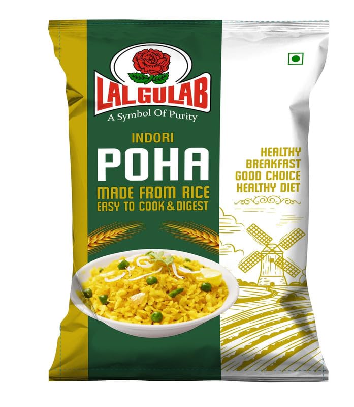 Lal Gulab Sortex Indori Poha 1 Kg - Thick Flattened Rice | Tasty & Healthy Breakfast, Rich in Fiber, Snacks for Easy to Cook & Digestion - (Pack of 1) (B0CMQFRTFG) Amazon Price History, Amazon Price Tracker