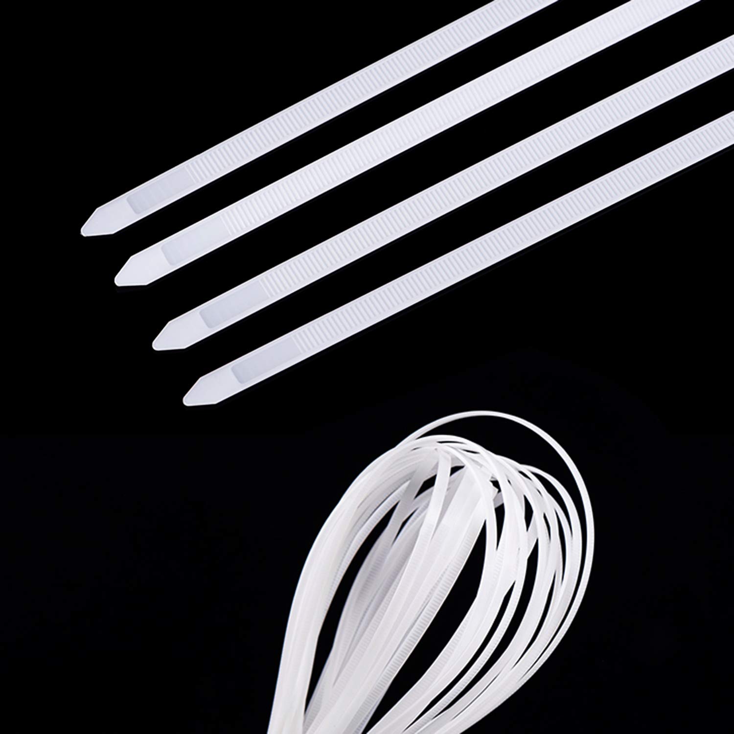 Saisn - Fascette stringicavo regolabili in plastica ultra resistente, in nylon, autobloccanti, resistenti e trasparenti, con chiusura lampo (45,7 cm, colore bianco