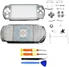 Hzxkqmil Replacement Full Housing Shell Case for Sony PSP 3000 PSP3000 Console, Front Back Cover Face Plate Button Screw Set Transparent Black