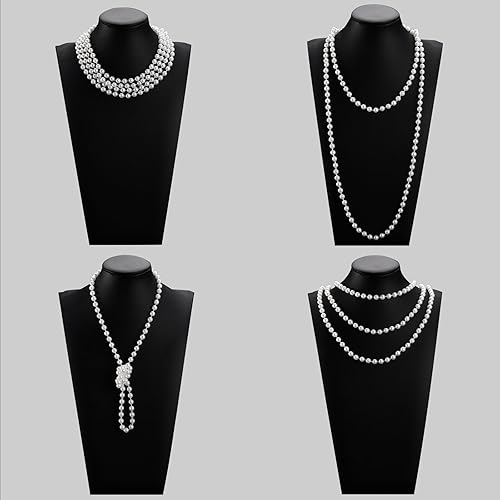 Miniatura 4 de 3672 piezas de collar de perlas sintéticas a granel, 31.5 pulgadas, 0.276 in, elegante collar de perlas blancas para niños y mujeres, collar de