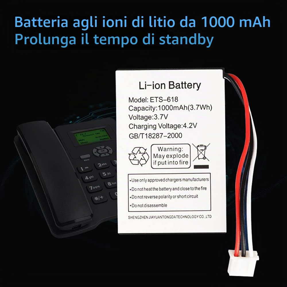 Supporto per telefono cordless, telefono GSM 850/900/1800/1900 MHZ, doppia SIM 2G, telefono fisso senza fili, con antenna, radio, sveglia, funzione per casa, call center Office