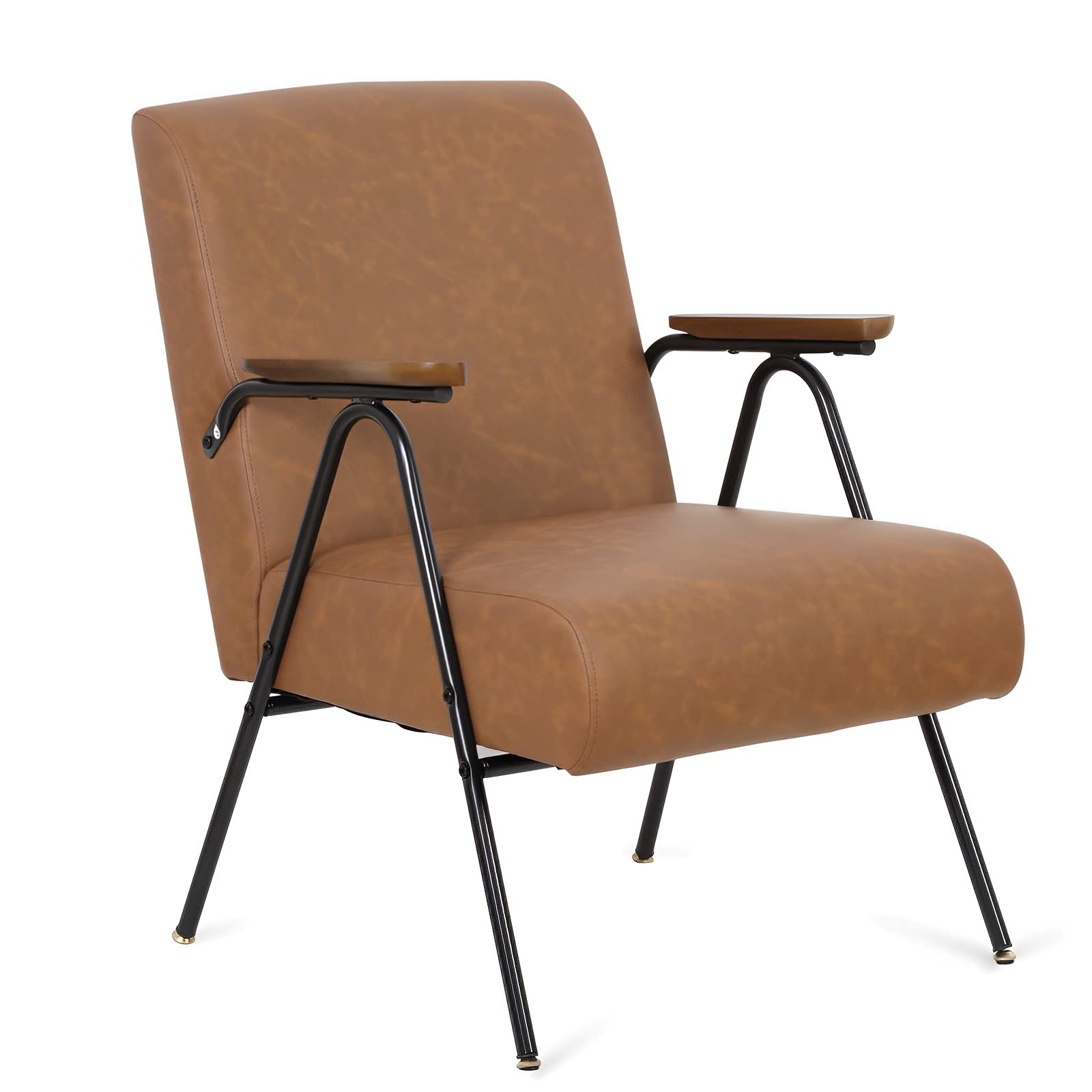 Modern Accent Chairs with Upholstered, for Bedroom Relaxing Room, Living Room, Reception Room, Metal Legs, Brown