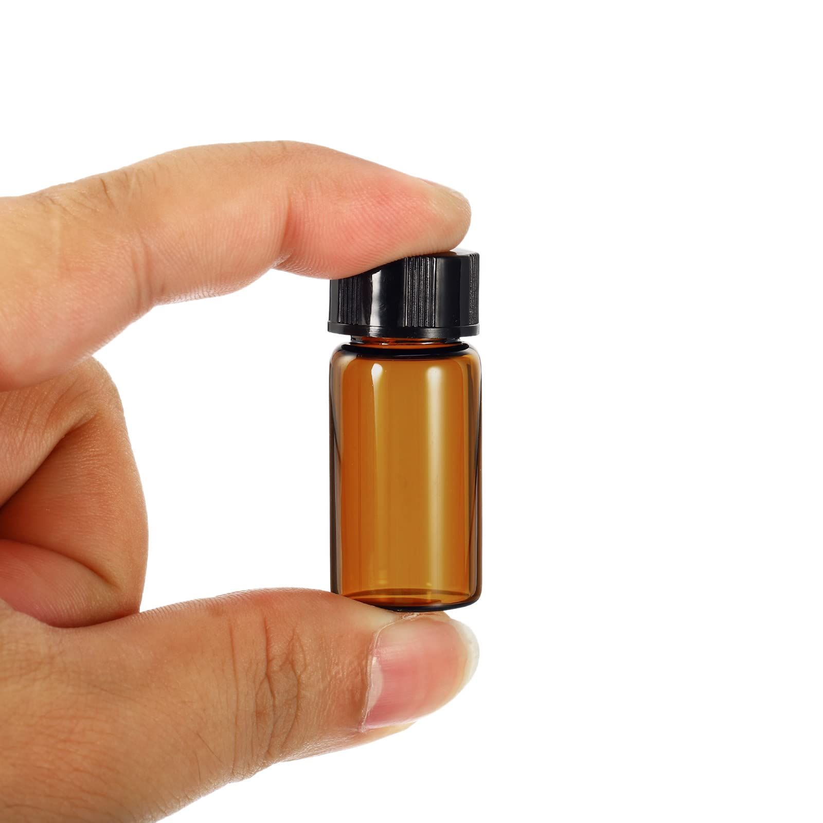 PATIKIL 5mL Reagente Media Bottiglia, 10pz Rotondo Vetro Conservazione Bottiglie Plastica Vite Tappo per Laboratorio Casa, Marrone