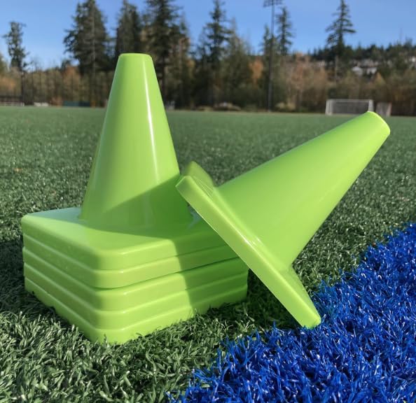 LVL10 Pro Training Cones - 6" Soccer Training Cones for Sports - for Basketball, Football, Basketball and Agility Drills - Soccer Field Markers That Won't Crack, Slide or Fly