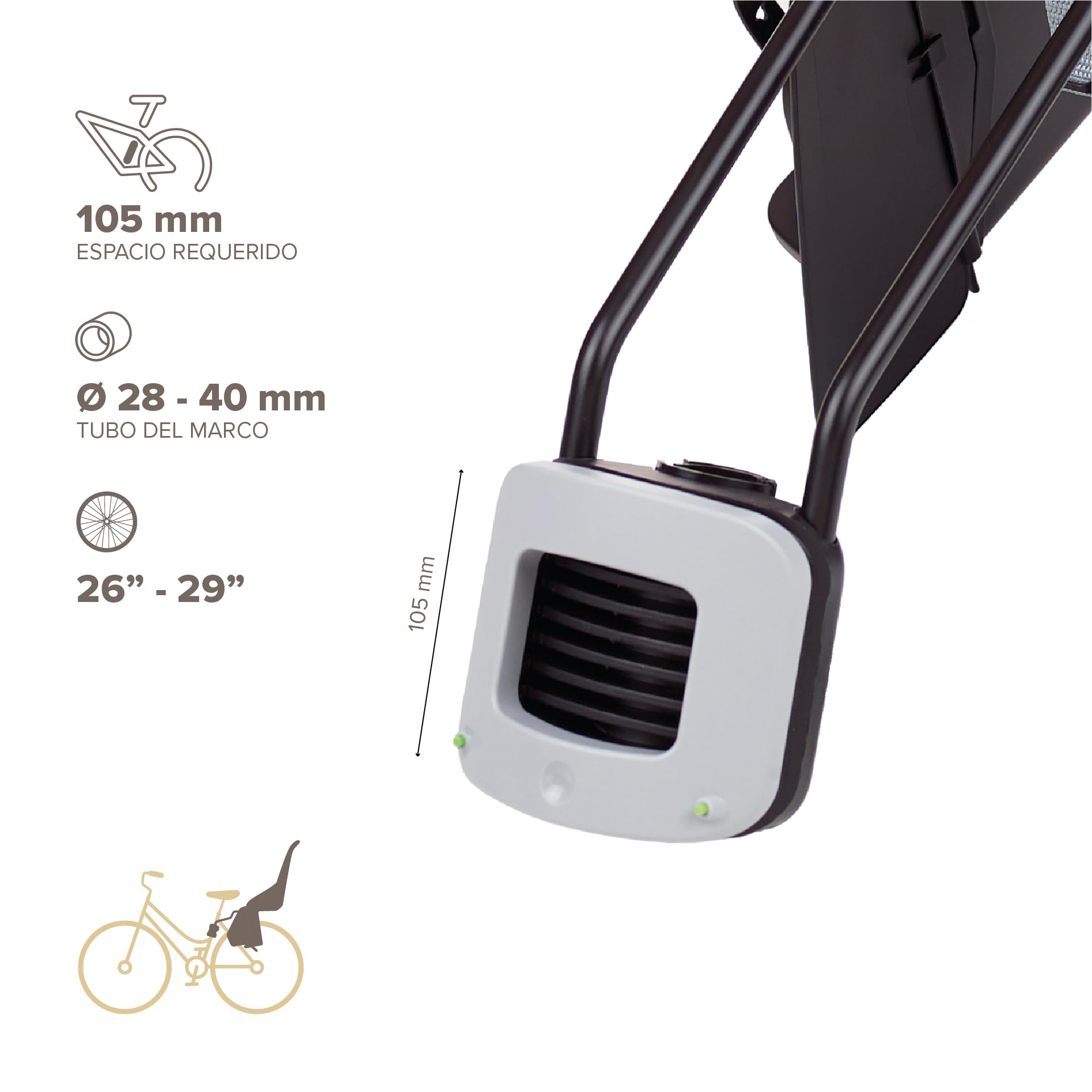 POLISPORT Groovy Maxi 29″ Rear Child Bicycle Seat – Frame Mounted Kids Bike Seat For 9 Months–6 Years, MAX 22 Kg, Fits 29″ Wheels & Small Frames – Black/Dark Grey