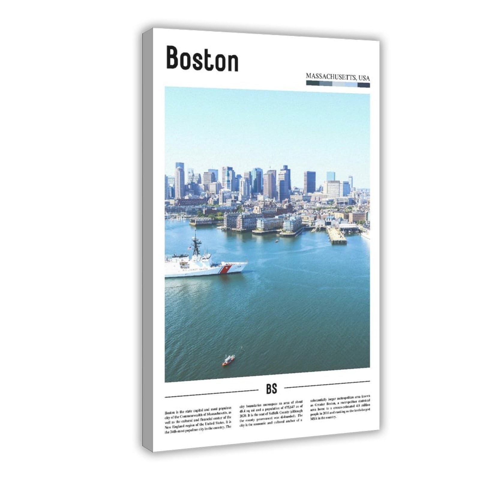 Wcyb Frame Boston Massachusetts The United States Of America Scenery Travel Prints Posters Canvas Deco Paintings Wall Art For Office Living Room Hangable 2