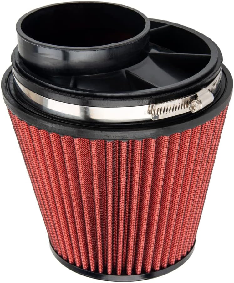 Cold Air Intake Filters System Kits Fit for Camaro 2012 2013 2014 2015 V6, 3.5" High Flow Cold Air Intake Filters Polished Aluminum (Red)