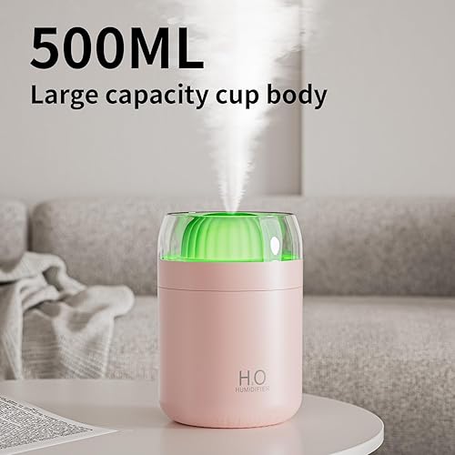 Miniatura 2 de Humidificador pequeño para plantas, humidificador de escritorio de niebla fría de 16.9 fl oz con luz nocturna, mini humidificadores de cactus de