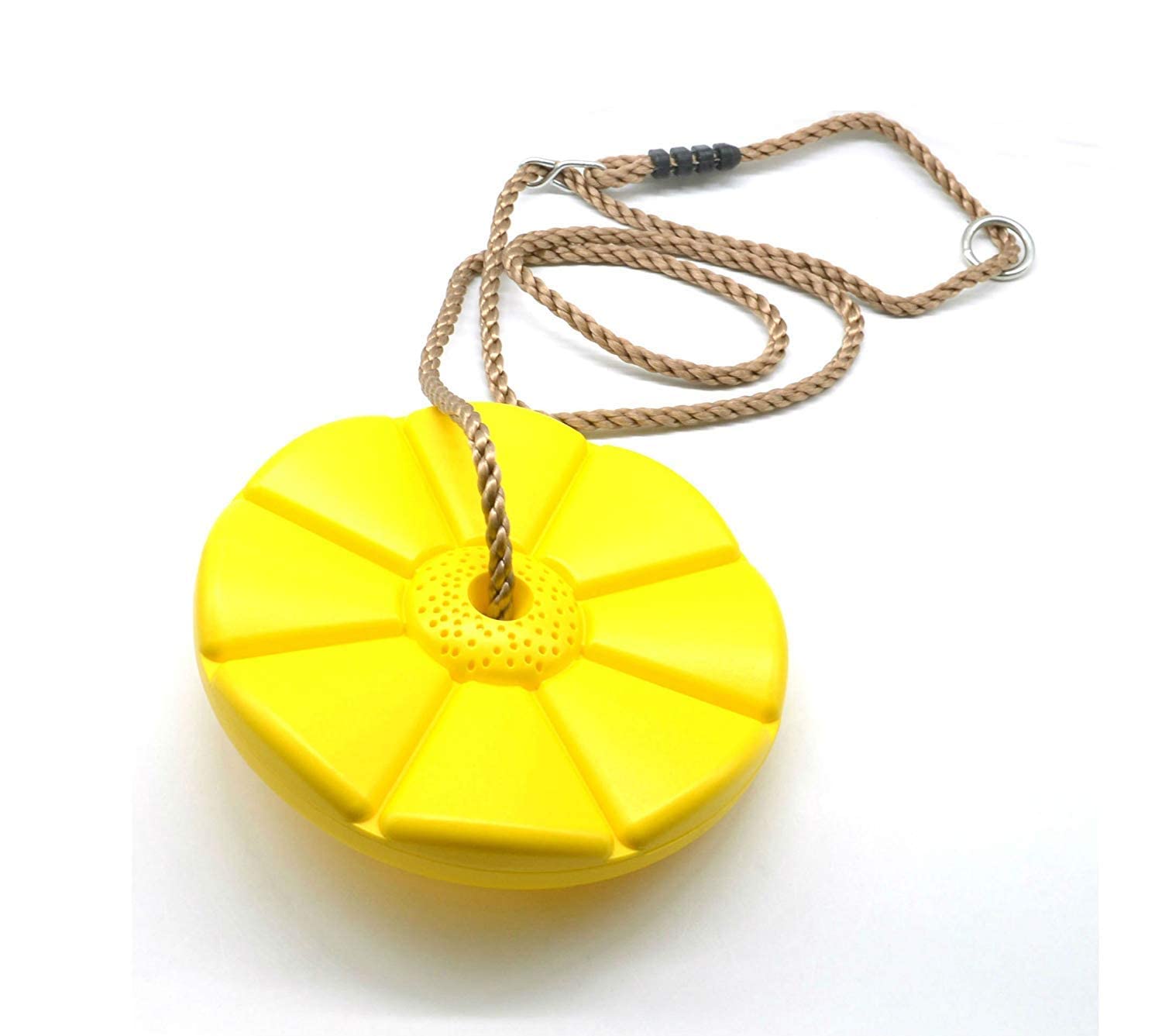 REZNOR Disc Seat Rope Swing Set - Easy to Hang - Daisy Monkey Swing Disk for Kids to Play Outdoors with Adjustable Height, Yellow