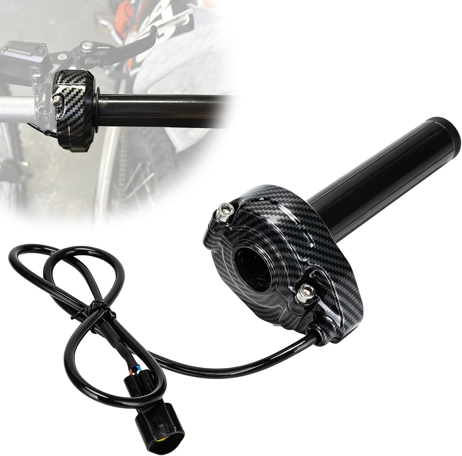 JFG RACING Electric Dirt Bike Throttle for Surron,Carbon Fiber Pattern Twist Throttle Handle Tube for Ebike Sur Ron Light Bee X and S/Tuttio Soleil01/ E Ride Pro/MacFox/ 79Bike Falcon Pro Falcon GT