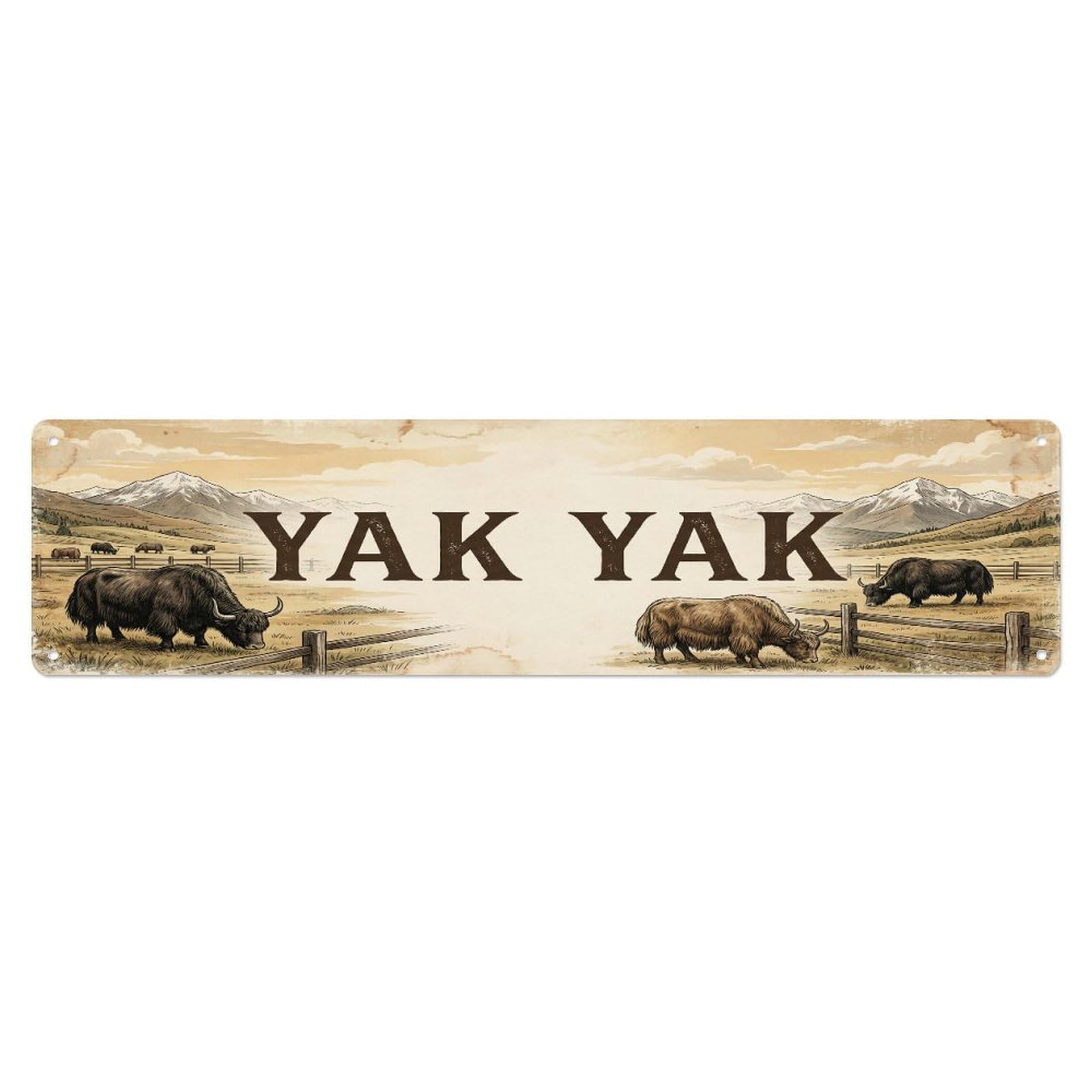 Xanthor Style Metal Tin Sign Vintage Yard Yak Farmhouse Funny Yak Backyard Farm