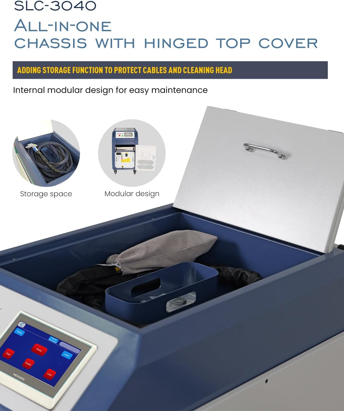 LYXC Compact Design 3000W Laser Cleaning Machine 380V 3 Phase 20M Cable Length Continuous Laser Cleaner Machine for Metal Oil/Paint/Rust/Oxide Removal Class 1 Laser Output Power 0.39mW SLC-3040