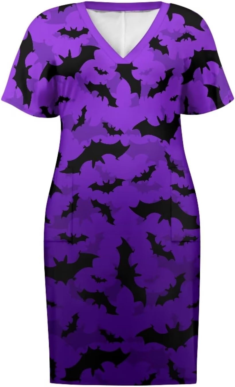 Plus Size Tshirt Dress for Women L-5XL Short Sleeve Dress Halloween Outfits