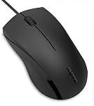 RAPOO N1600 Wired Mouse, 1000 DPI 3-Button USB Computer Mouse 5ft Cord Quiet Button Optical Mouse Wired, Left Right Hand Use Office Mouse, for Laptop PC Chromebook Mac Notebook, Matte Black