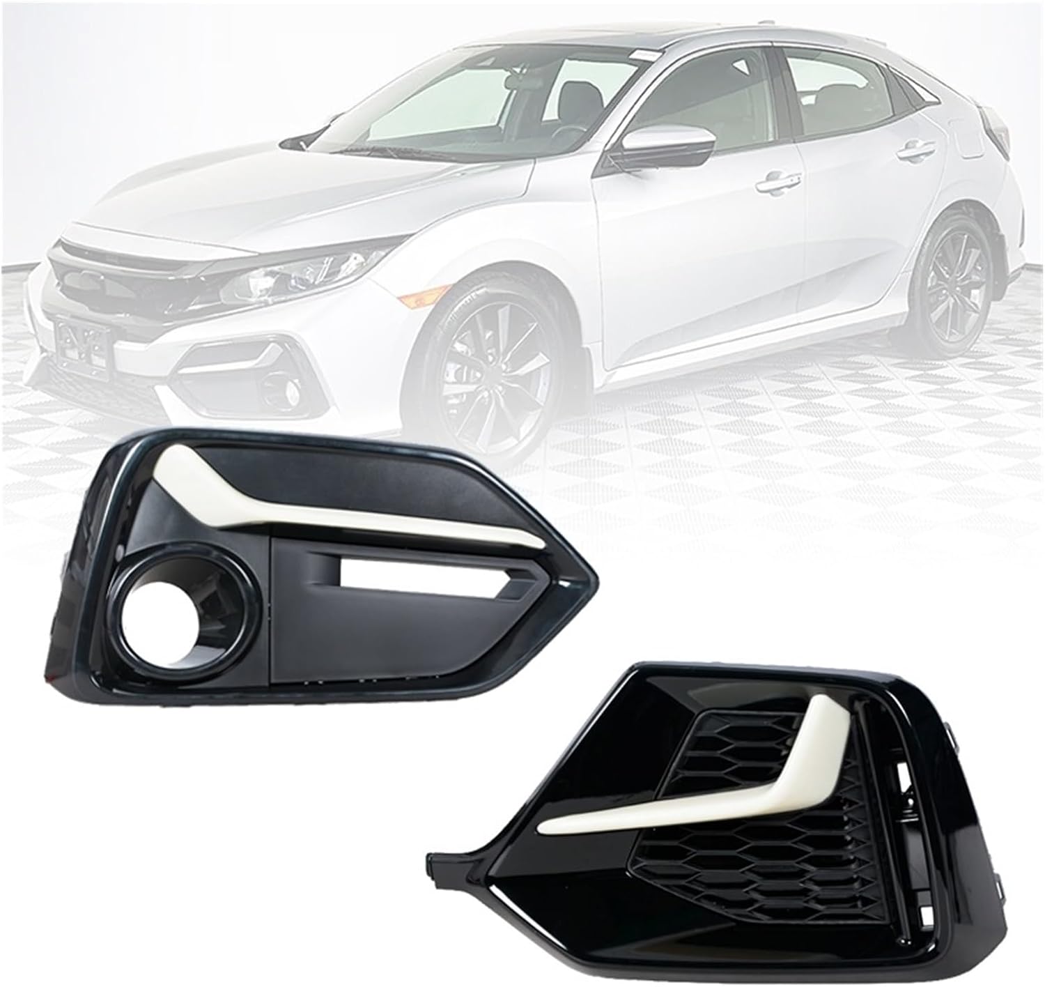 Front Rear Fog Lamp Light Compatible For Honda Civic Hatchback 2020 2021 Trim Frame Shell Cover Lid Bezel(Front right)