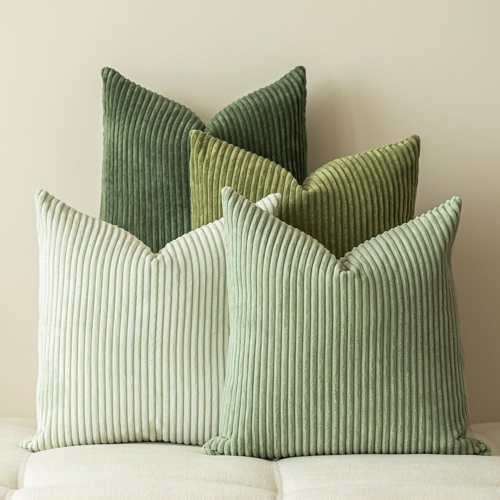 LANANAS Neutral Couch Throw Pillow Covers 20x20 Inch Set of 4 Decorative Farmhouse Boho Throw Pillows for Living Room, Couch, Bed, Sofa Soft Corduroy Accent Home Decor (Neutral Brown, 20x20 Inch)