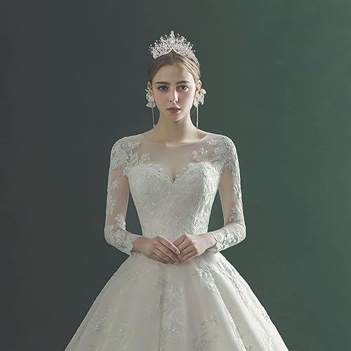 Miniatura 2 de Yolmina Corona barroca de reina, corona de boda plateada y tiara para novia, hecha a mano, diadema de diamantes de imitación de cristal de princesa