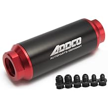 Epman ADF09901 Universal Car Racing In-Line Fuel Oil Filter With AN10 AN8 AN6 Fittings Adapter Black&Red 40 Micron
