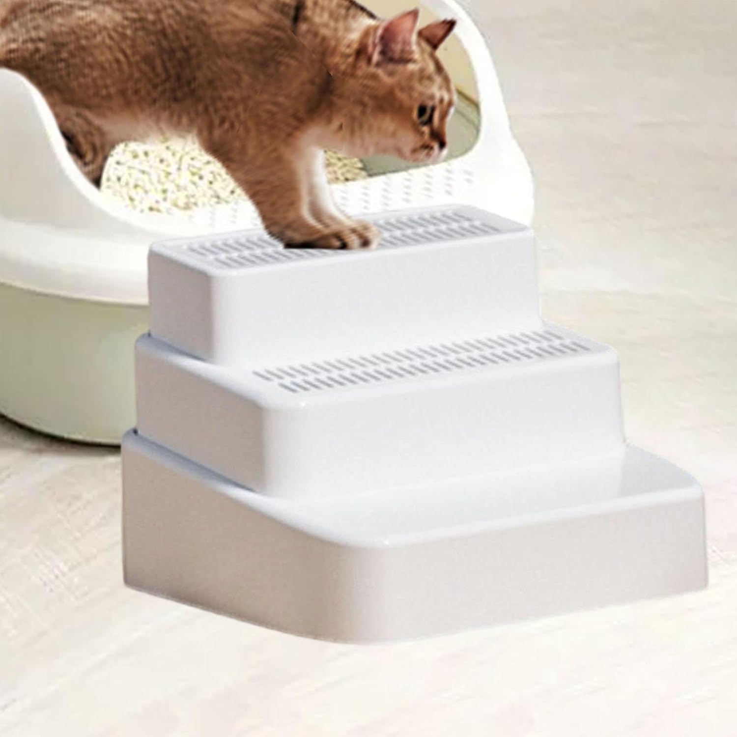 Cat Litter Stair Ramp Washable Accessories Multipurpose Quick for Kittens Easy Clean Lightweight with Grid, 3 Tier