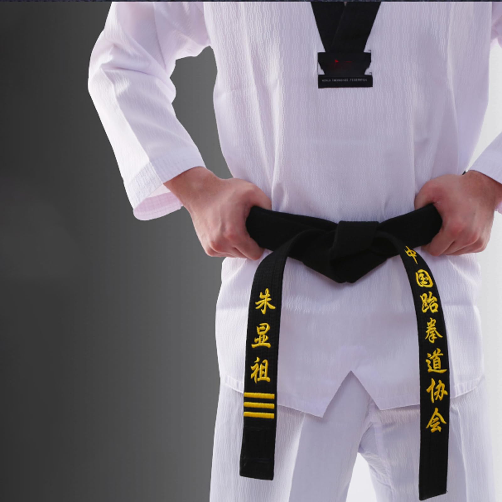 Ceinture Noire brodée personnalisée pour Karaté Arts Martiaux Taekwondo Judo, Largeur 2 Pouces Ceinture Noire Taekwondo Broderie personnalisée