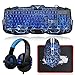 Gaming Keyboard and Mouse Combo with Headset, MFTEK Crack Backlit 3 Colors Keyboard, Wired Gaming Mouse, Lighted Gaming Headset with Microphone Set, 50mm Speaker Driver + Mouse Pad for PC Games