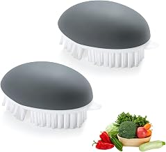 2 x Fruit and Vegetable Cleaning Brush - Suitable for Potatoes, Carrots, Mushrooms - Kitchen Scrubbing Brush for Food