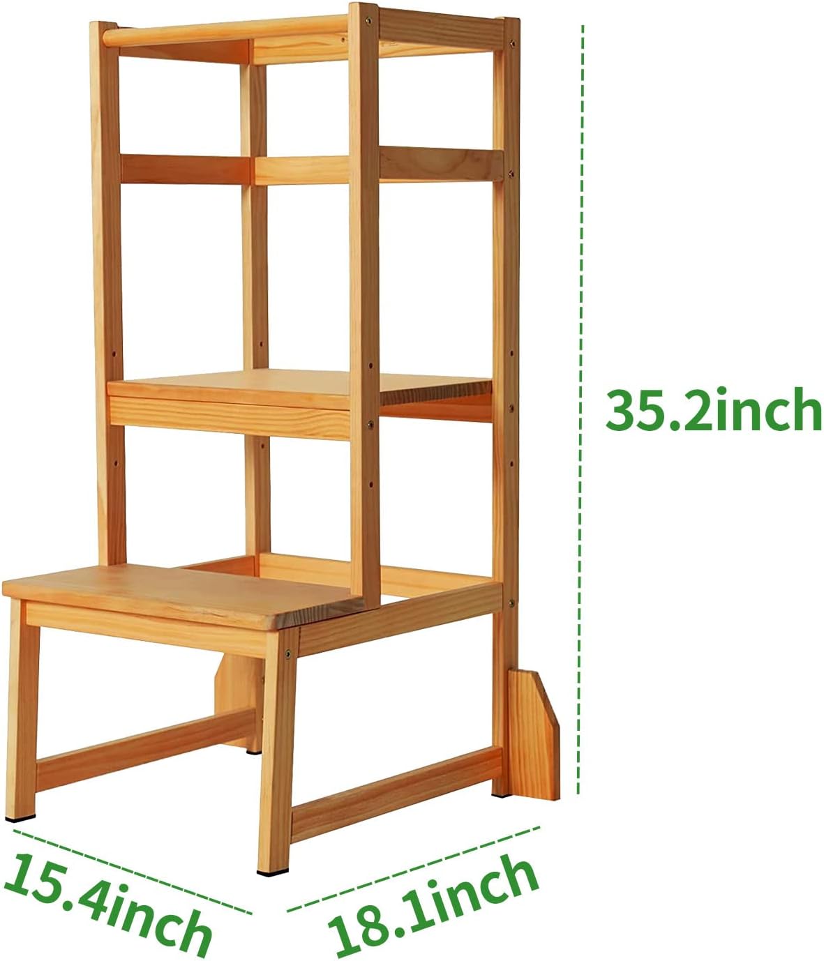 Toddler Step Stool Toddler Kitchen Stool, Adjustable-Height Toddler Tower Stool Kitchen Wooden Helper Step Stools for Kids, Natural
