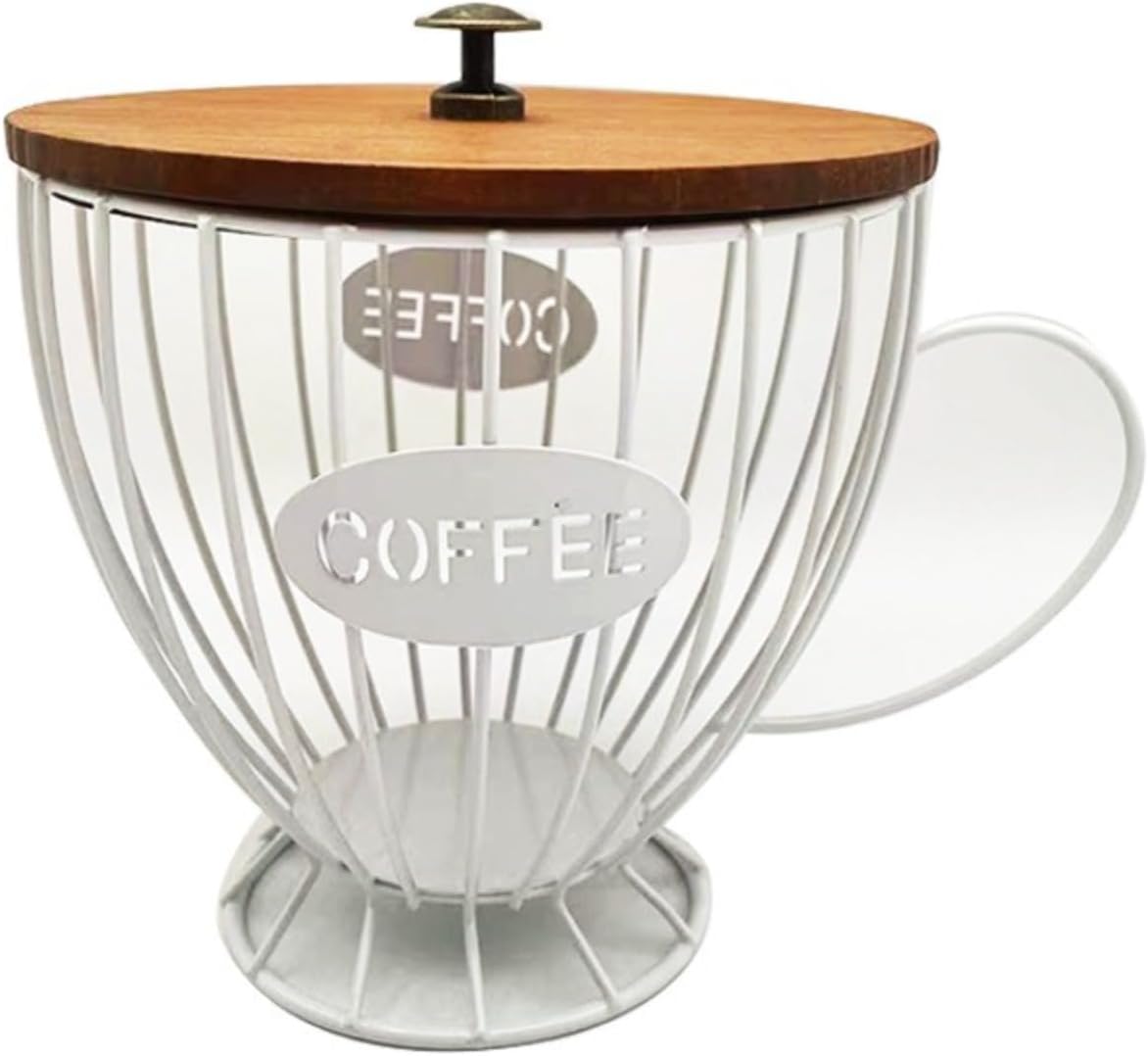 Iron coffee cup with iron wire strap base shaped coffee capsule storage frame