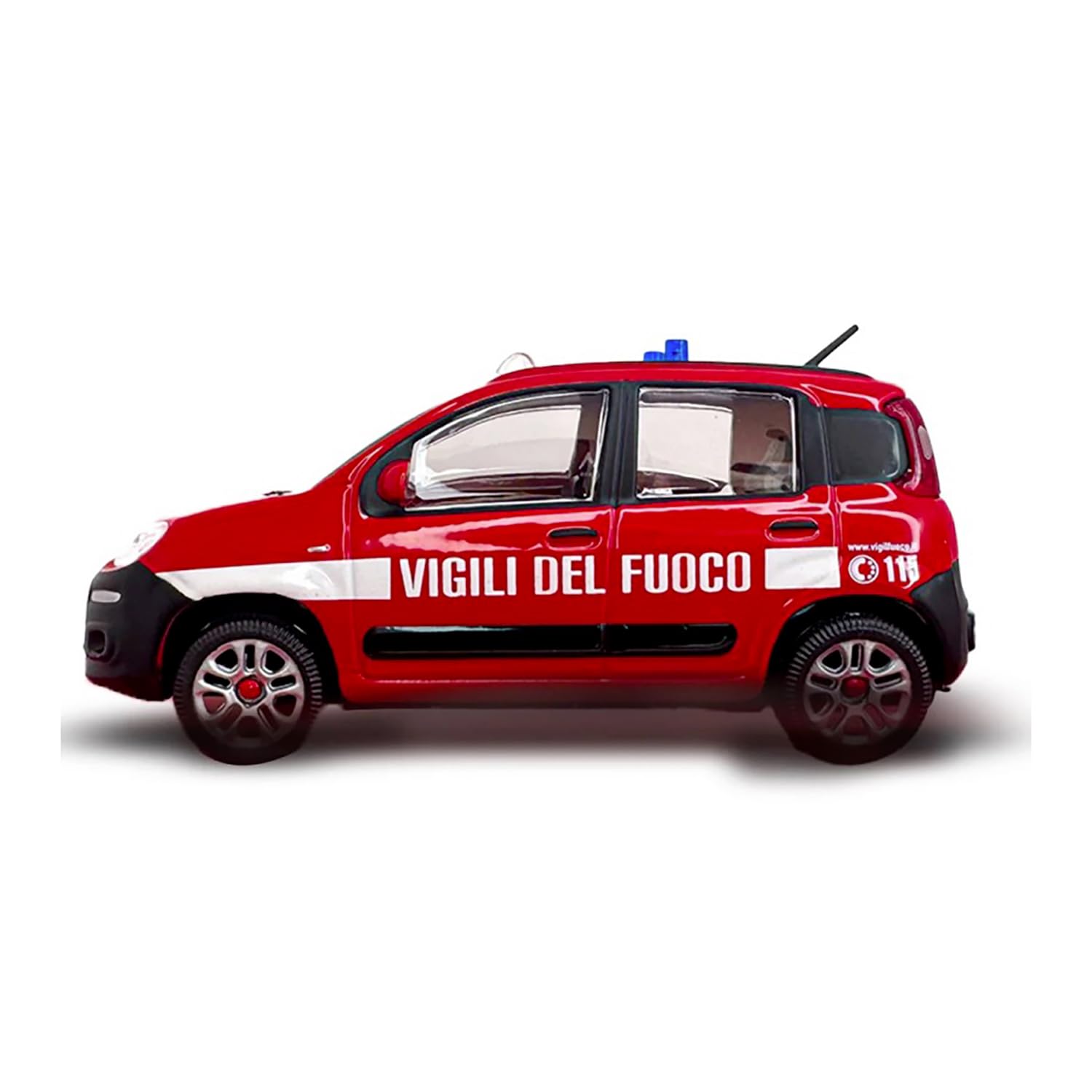 Bburago Fiat Nuova Panda Vigili del Fuoco, Modellino Auto in Scala 1/24, Veicolo Pompieri, Rosso