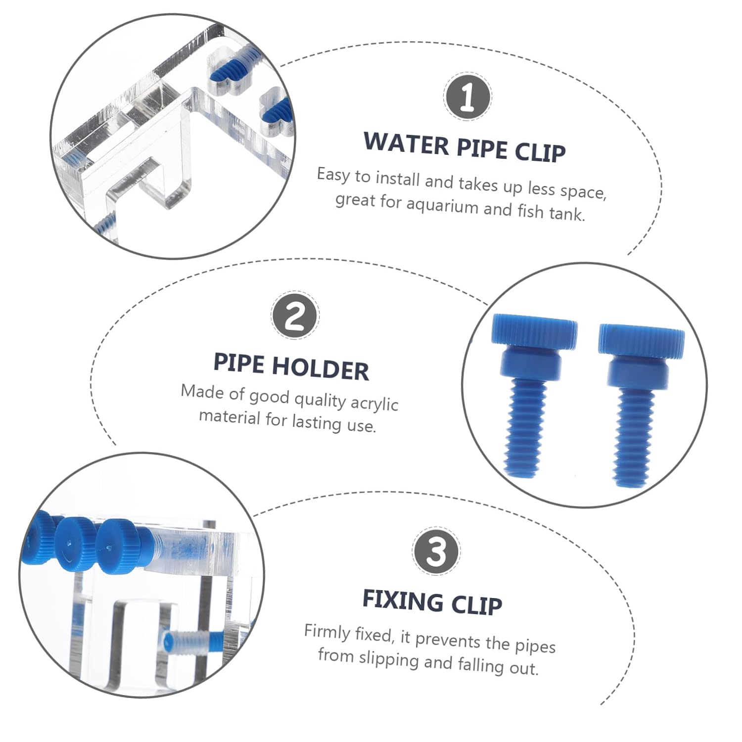 Mikikit 3pcs Aquarium Adjustable Water Pipe Clamp Dosing Pump Tube Holder for Fish Tank Slot Design Organizes Hoses Compatible Thickness Less Than Tubing