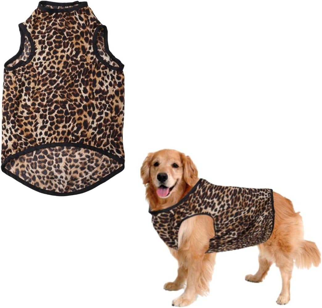 Sage Square Funky Soft Material Dog T-Shirt | Cool/Funky Print Pet | Soft Light Weight | Comfortable & Breathable Dog Clothing | Trendy Vest Outfit (Cheetah Print) (XXLarge - 28inch)