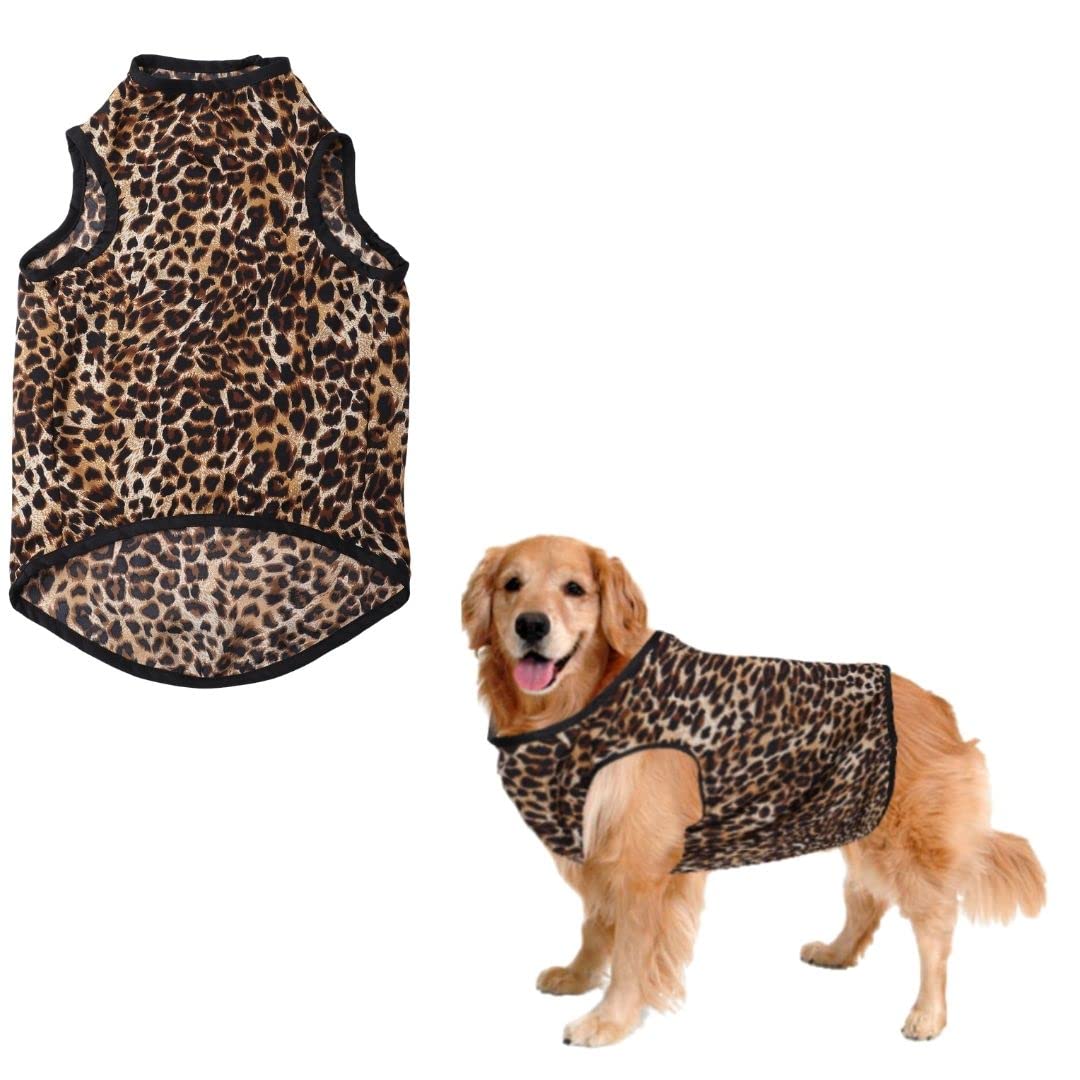 Sage Square Funky Soft Material Dog T-Shirt | Cool/Funky Print Pet | Soft Light Weight | Comfortable & Breathable Dog Clothing | Trendy Vest Outfit (Cheetah Print) (XXLarge - 28inch)
