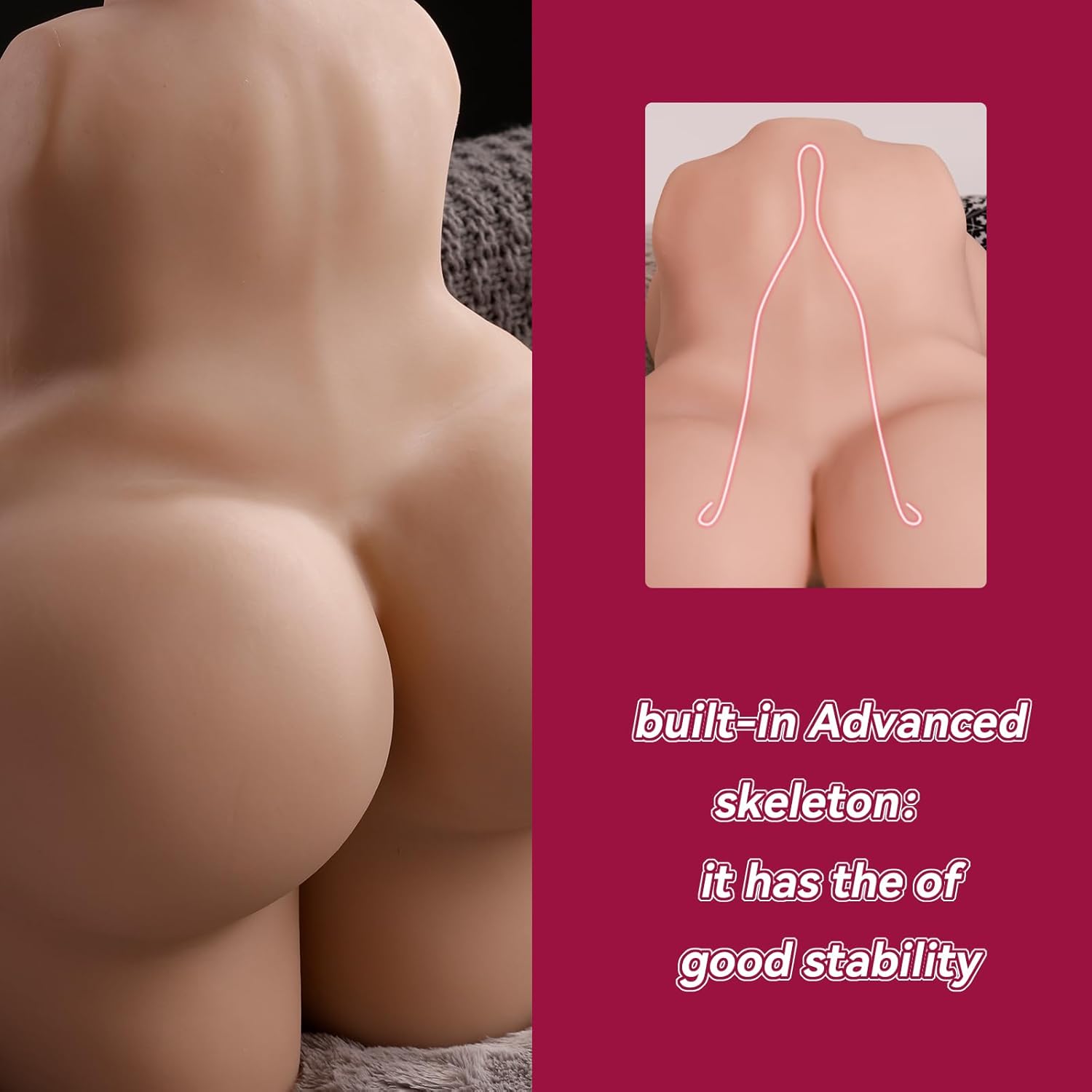 26LB Lifelike Life-Size Female Sex Doll Torso for Men,Built-in Skeleton Realistic Male Sex Toys,Adult Pussy Ass Sex Toy for Men with Dual Vagina & Anal Channels