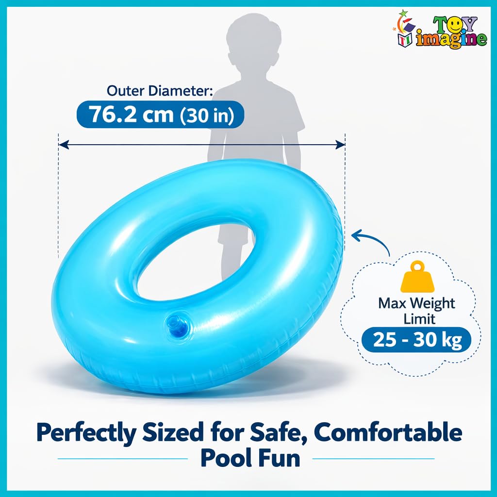 Toy Imagine 30" (76 cm) Transparent Inflatable Swimming Pool Safety for Kids | Pool Safety for Swimming Training & Fun for Boys and Girls (Age 6 to 10 Years) Assorted 1