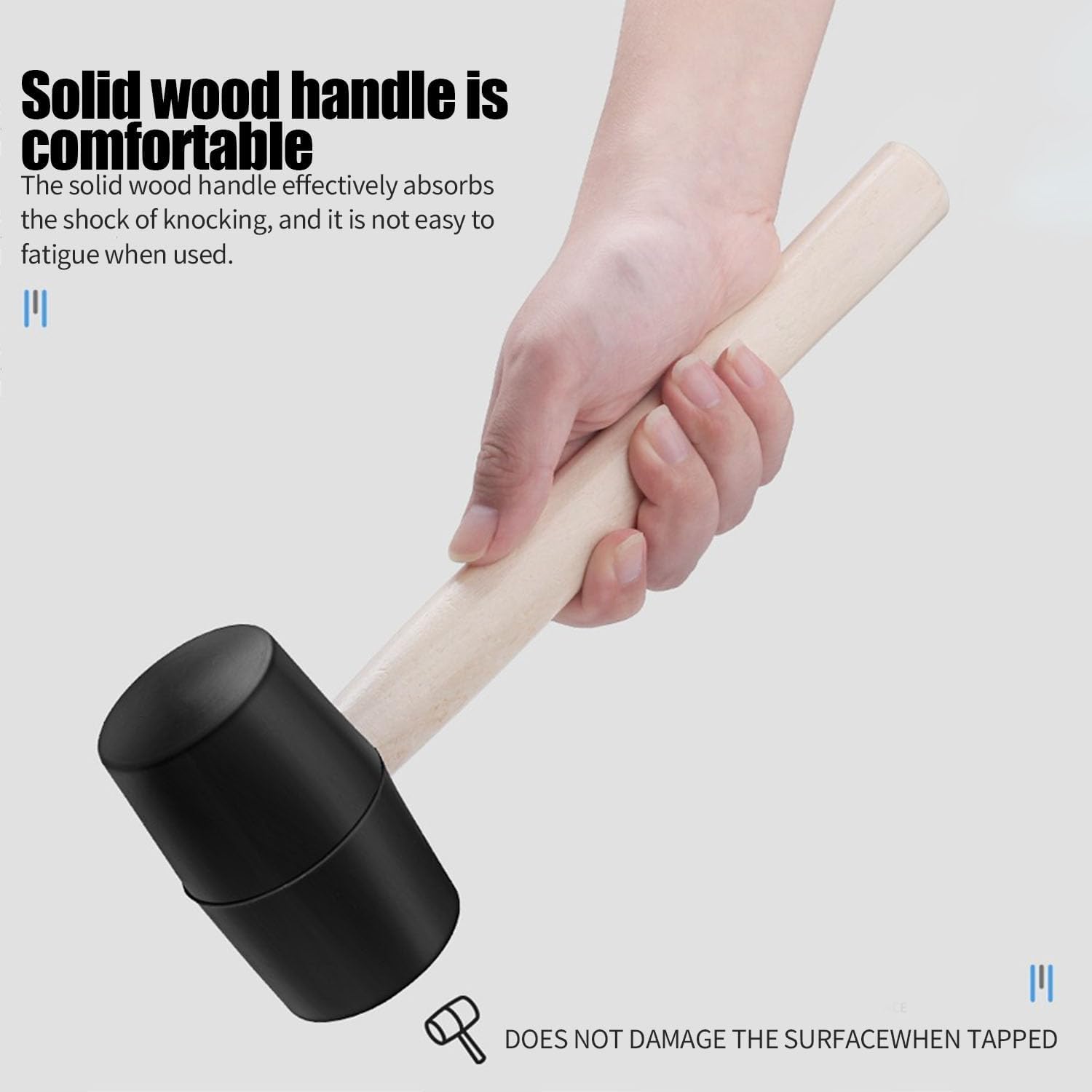 8 Oz Rubber Mallet Hammer,Small Mallet with Wood Handle,Double Faced Heavy Duty Rubber Head