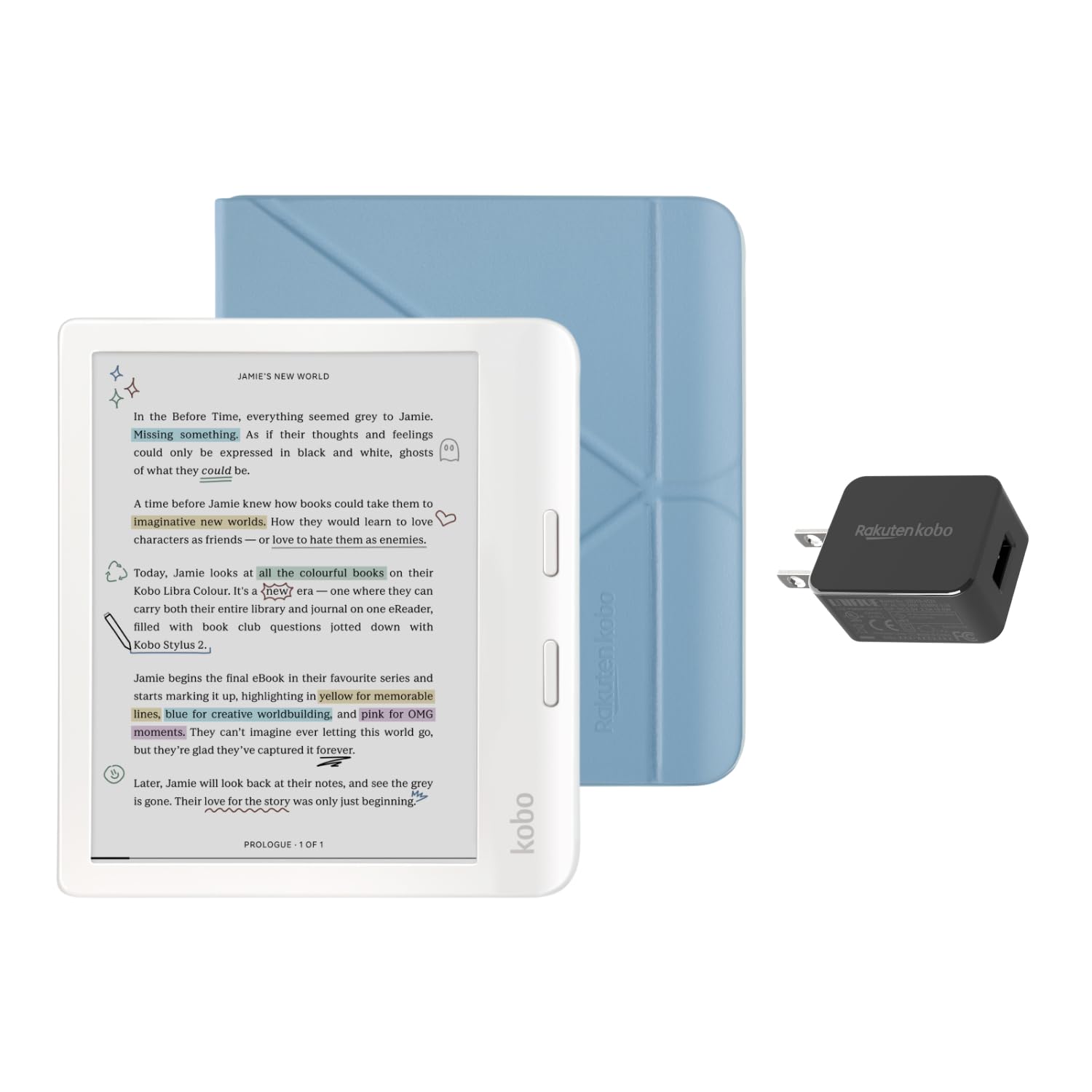 Kobo Libra Colour（ホワイト）本体 + スタイラス + カバー Amazon.com: Kobo Libra Colour White eReader with Case Bundle